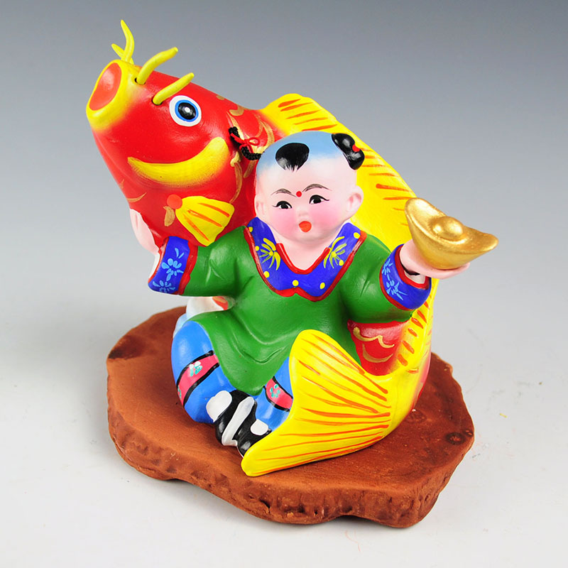 红泥坊天津泥人张彩塑莲年有余商务礼物工艺品家居装饰摆中国风会议