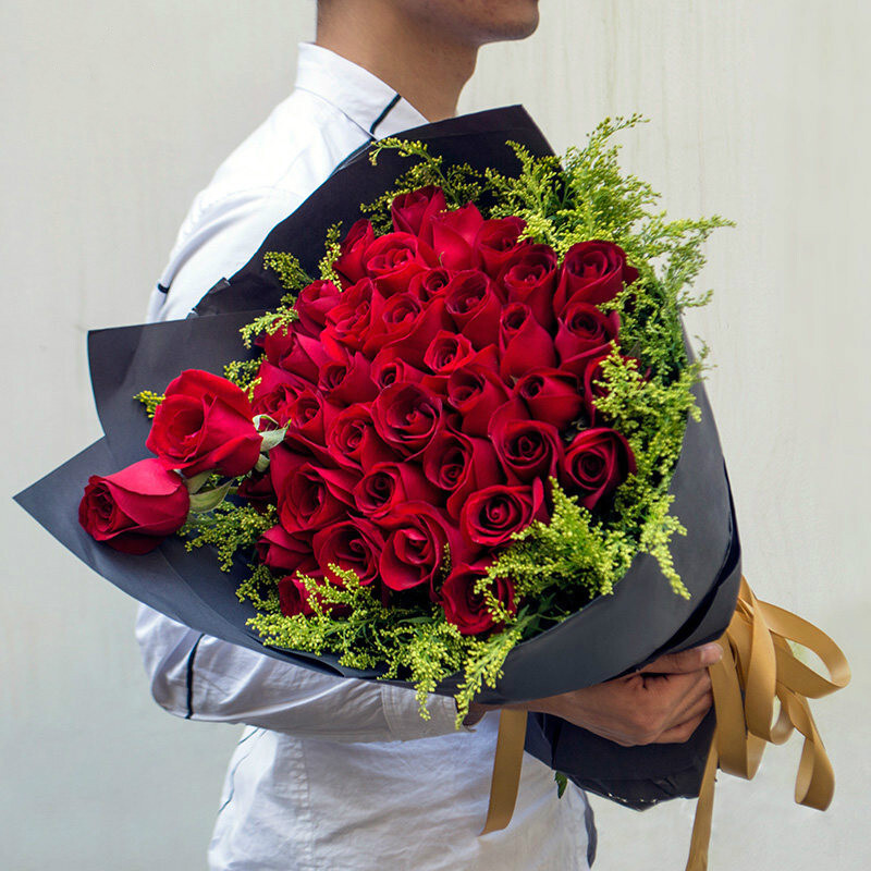99朵红玫瑰花束礼盒鲜花速递同城全国七夕节情人节520表白求婚同城配送 33朵红玫瑰