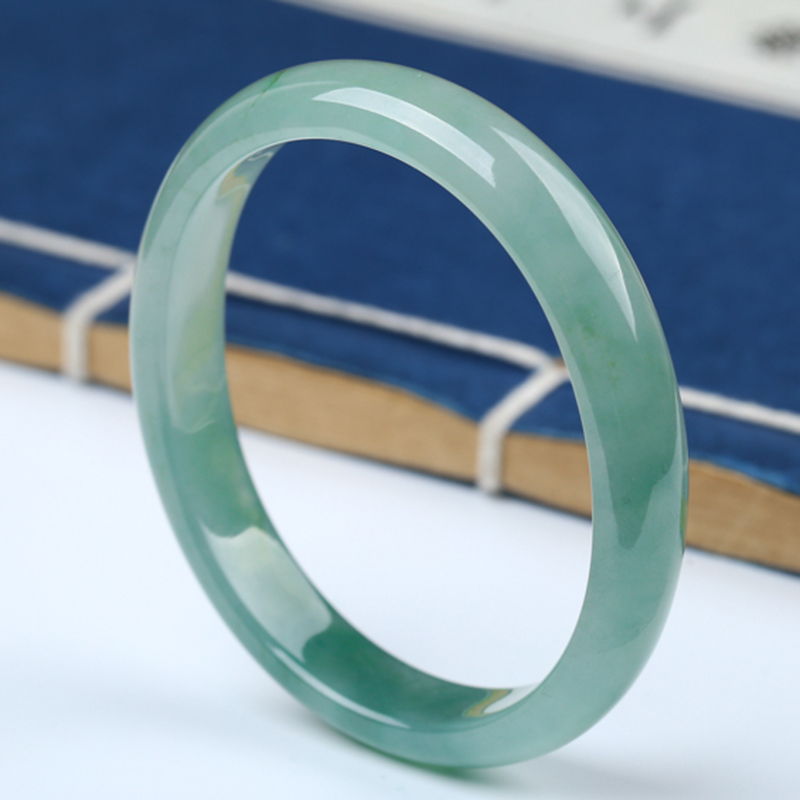 玉荔缘 贵妃油绿玉镯 翡翠女款油绿玉手镯时尚配饰镯子带证书 51mm