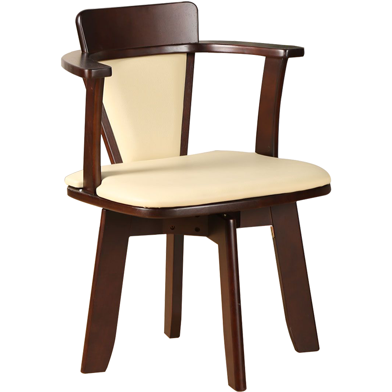 越茂 实木旋转椅子 靠背木质家用卧室椅 休闲客厅坐椅餐椅 原木色908