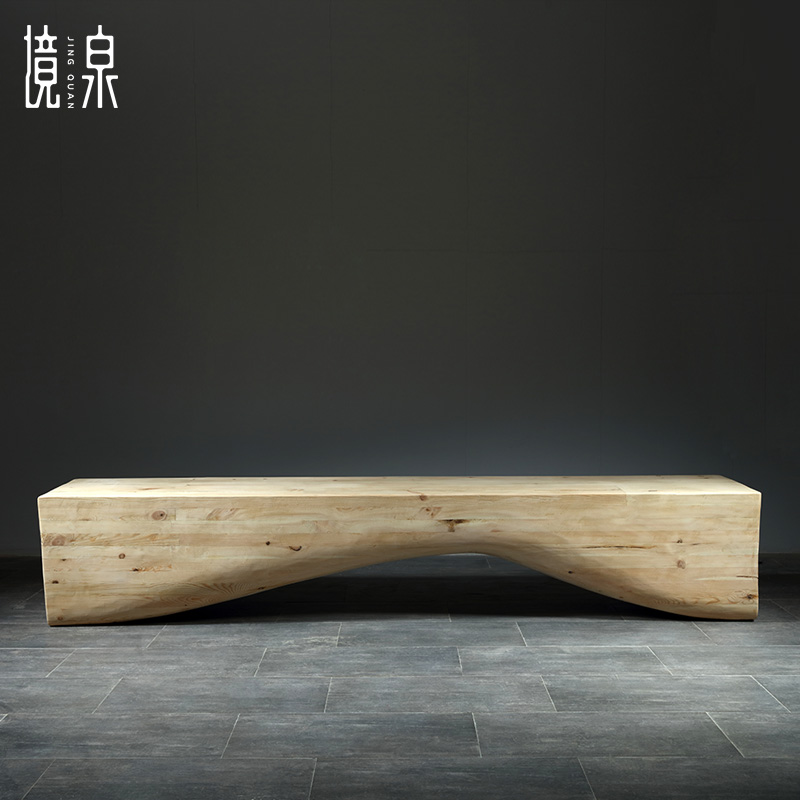 境泉 北欧现代创意实木家具 设计师软装饰品原木长凳别墅实木凳子 240cm*45cm*45cm