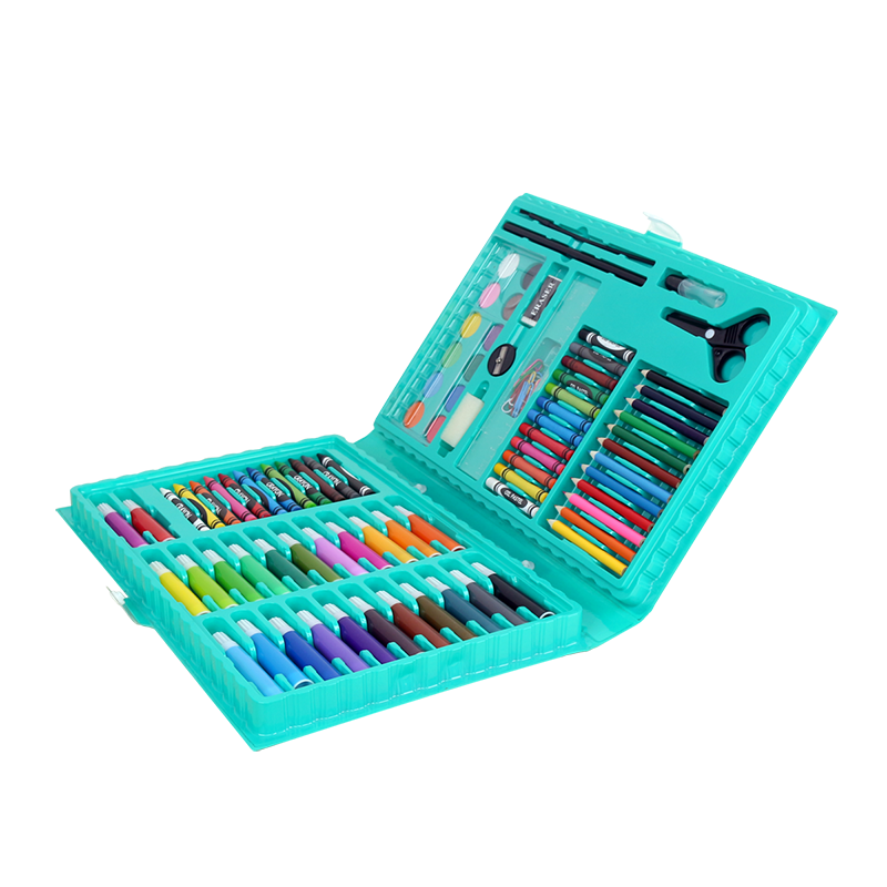 铭塔绘画工具盒 男女孩幼儿园画画套装玩具蜡笔水彩笔美术学习 86件套