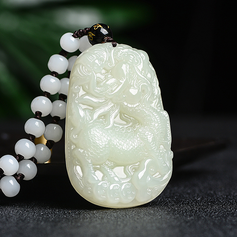 涵怡 珠宝和田玉麒麟玉坠男玉石貔貅吊坠男士个性佛珠项链挂饰潮女