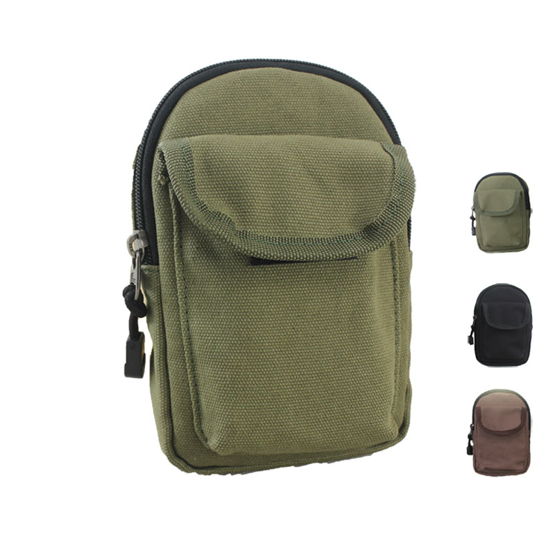 帆布5~6吋手机包多功能运动腰包零钱匙扣包定订做 610-1军色帆布腰包