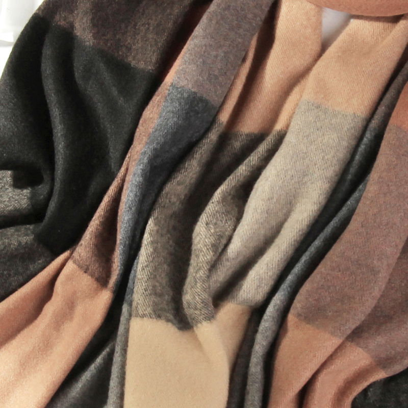 达芬奇密码 围巾女冬季学生韩版 保暖围脖情侣男格子披肩  5# 混灰深驼