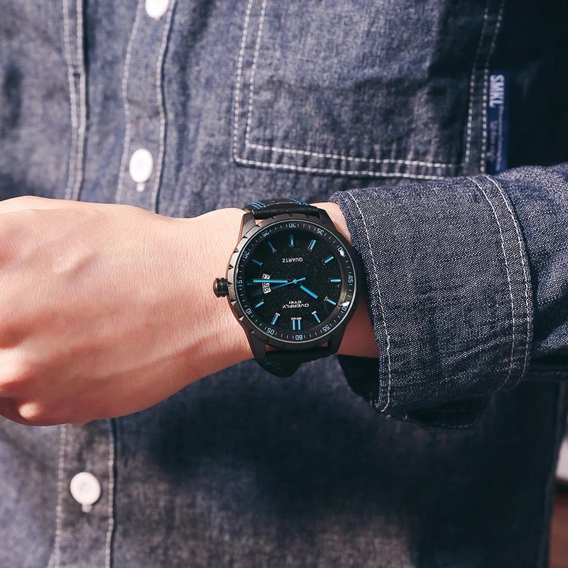 艾奇(eyki)男士手表防水皮带运动手表男学生高中生韩版简约日历时尚男