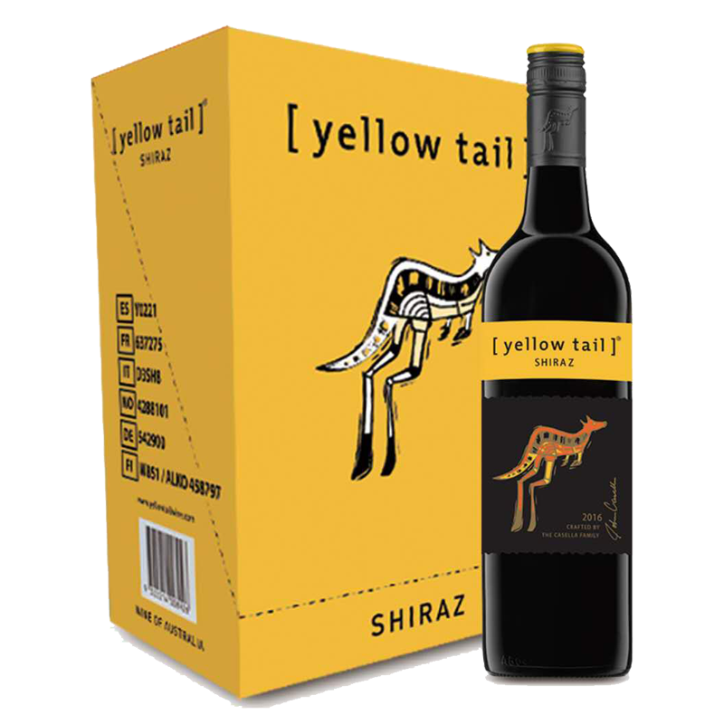 黄尾袋鼠（Yellow Tail）西拉红葡萄酒 750ml*6瓶 整箱装 澳大利亚进口