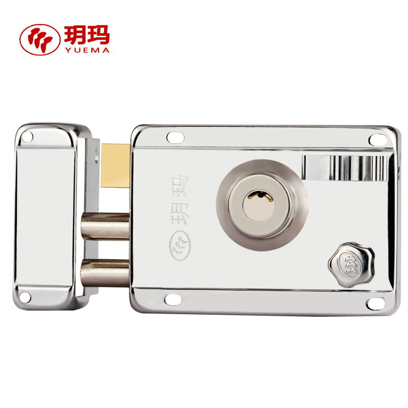 玥玛 外装门锁 铁门锁木门锁 大门 储藏间防开防撬门锁 月牙锁芯8698 右切边 不带卡扣