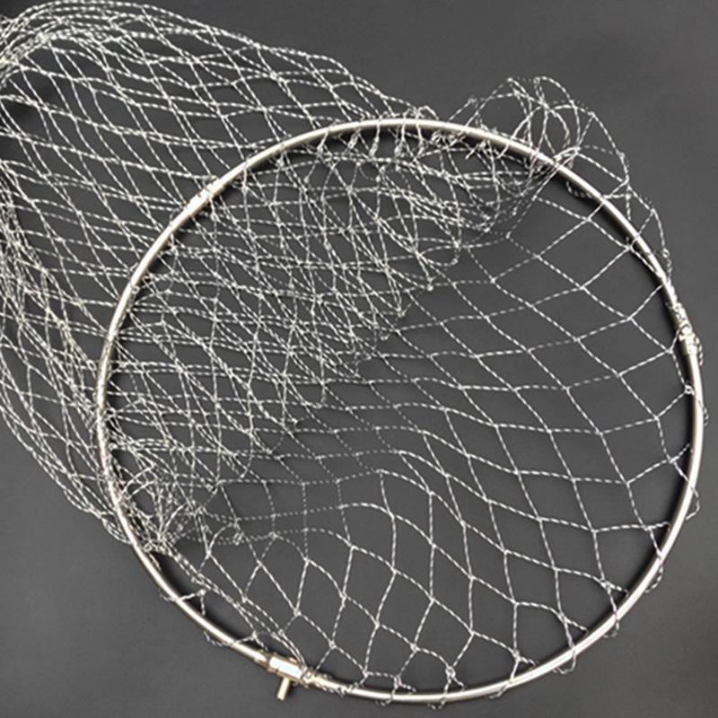 渔艺实心不锈钢圈抄网头大力马网兜大物网头不锈钢可折叠网头渔具 40