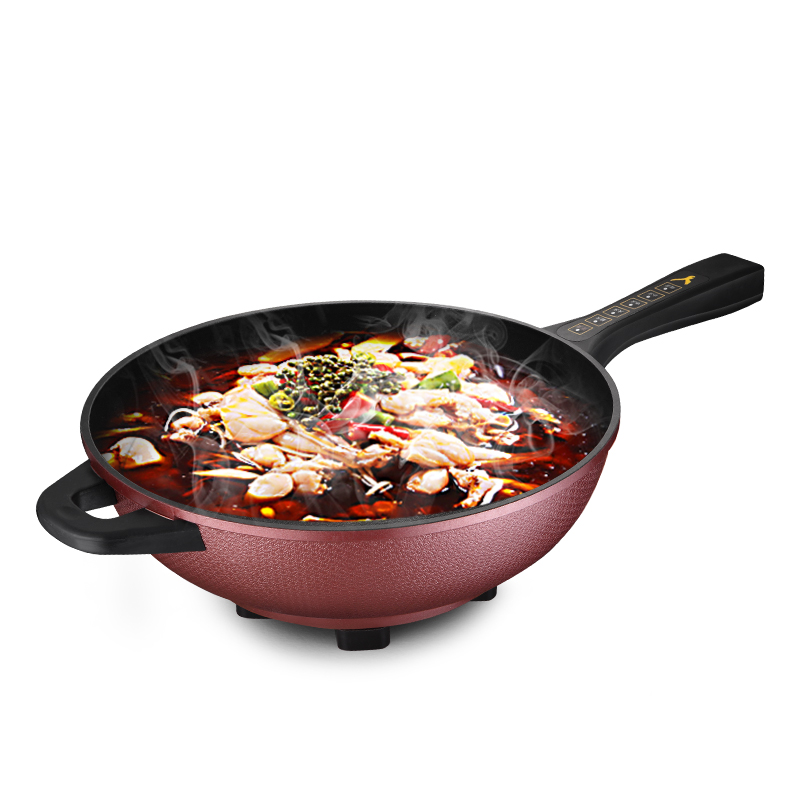 易欣 多功能家用电炒锅不粘锅插电炒菜锅电热锅电火锅电锅多用锅电炒菜蒸煮炖汤涮一体锅 1500W30CM小炒锅