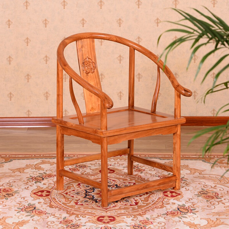 瑞呈堂 圈椅实木 家具木质中式明清古典太师椅三件套 新中式皇宫椅实木三件套 JT65 小圈椅单件花棃色