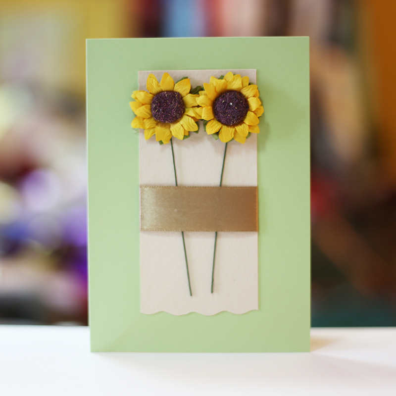 艾晴手贺向日葵贺卡diy手工花束母亲儿童节创意礼品学生日新年七夕