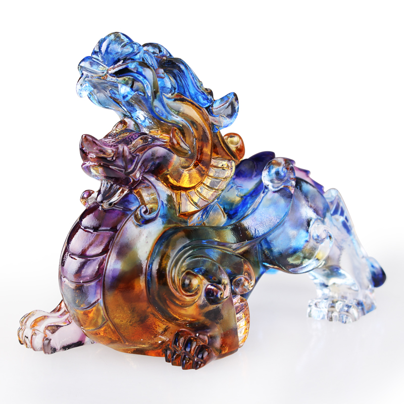 缘汇阁 古法琉璃貔貅摆件 办公室招财媲貅装饰品水晶聚财貔恘麒麟摆设