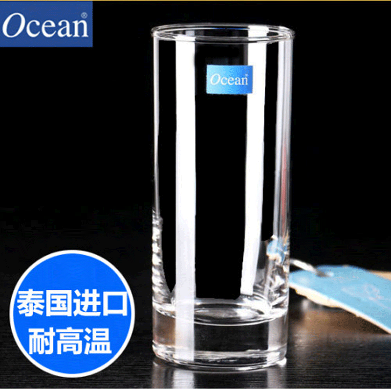 鸥欣进口ocean玻璃杯耐热水杯家用牛奶杯果汁杯直身透明喝水杯6只装 290毫升水杯/6只装