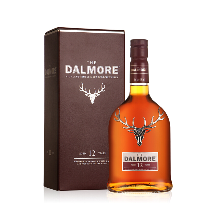 大摩（The Dalmore) 洋酒 英国进口纯麦达尔摩威士忌 苏格兰单一麦芽帝摩威士忌 12年 700ml