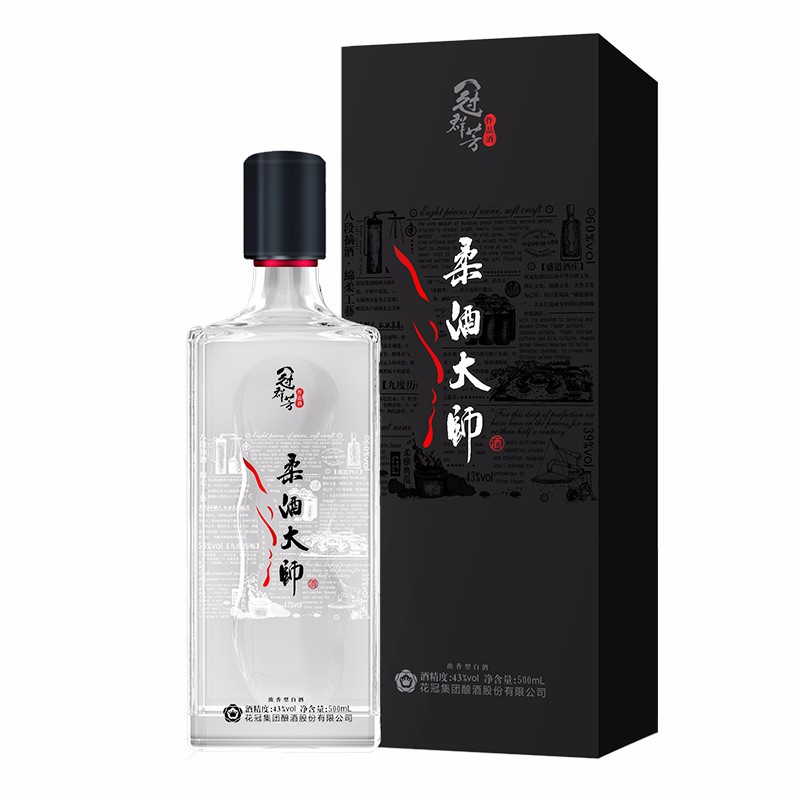 花冠集团花冠白酒 柔酒大师43度500ml礼盒装浓香型国产白酒鲁酒礼品酒