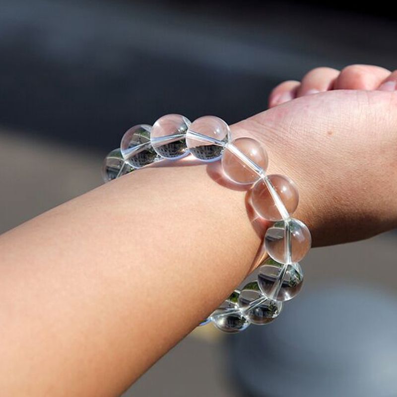 旭元天然白水晶手链男女情侣款水晶手串无色水晶佛珠手串 直径16mm