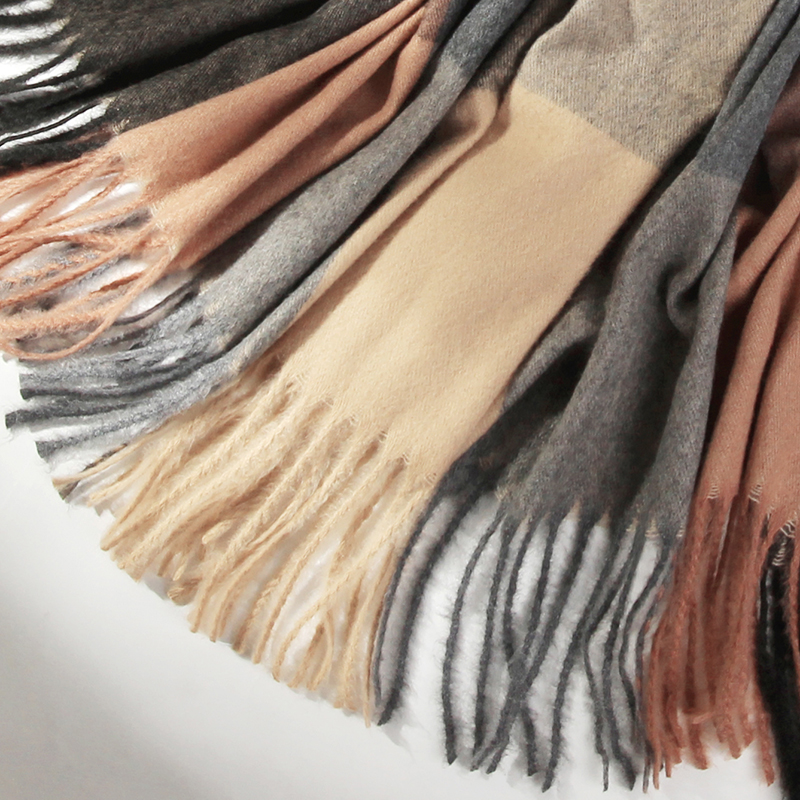 达芬奇密码 围巾女冬季学生韩版 保暖围脖情侣男格子披肩  5# 混灰深驼