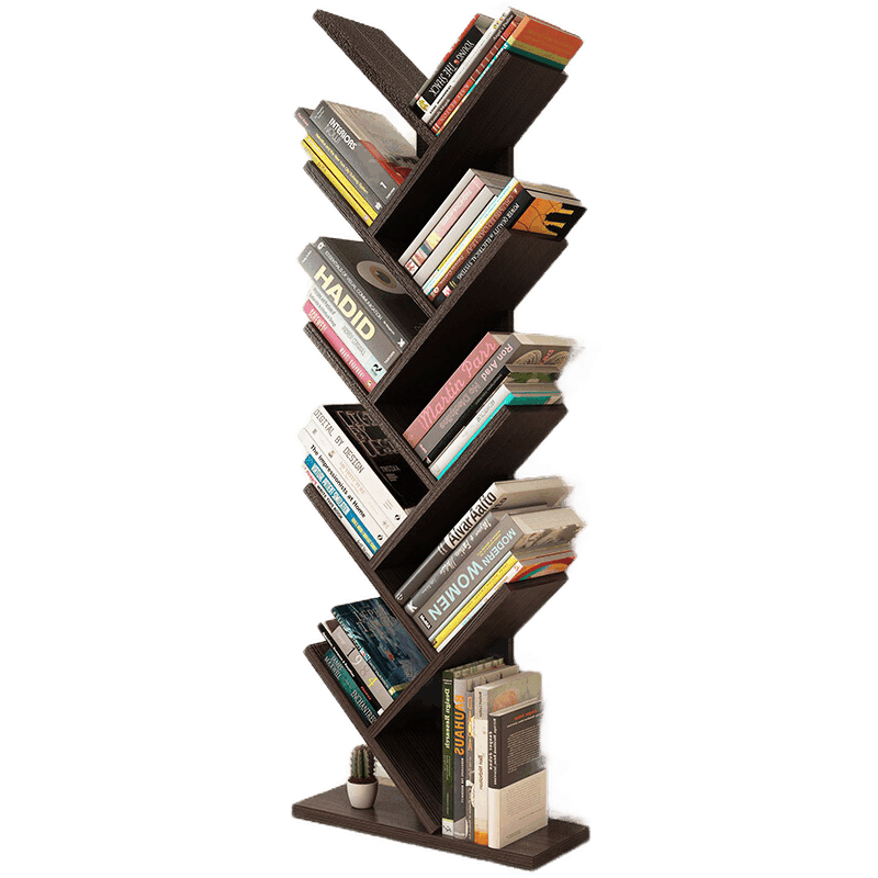 爱沐歌 书柜书架简易组合层架创意落地小书架桌上 9层黑胡桃色