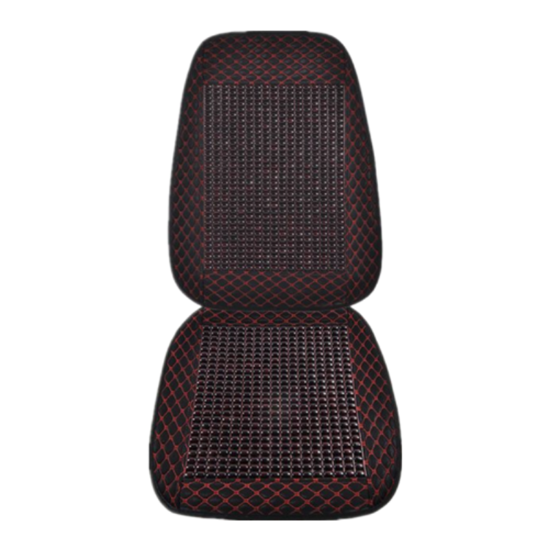 笨斯基汽車(chē)腰靠夏季木珠按摩靠背透氣靠墊車(chē)用腰枕靠腰墊冰絲網(wǎng)眼靠背坐墊連體套裝 黑色升級(jí)款單座大靠背+坐墊