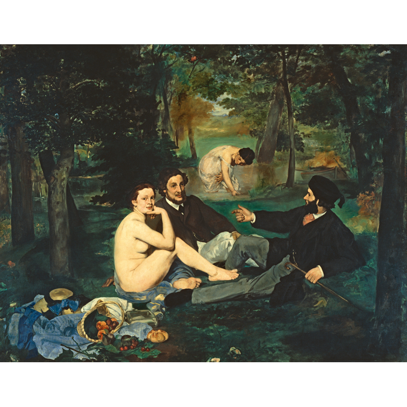 姿翰 超高清微喷装饰画 西方经典油画 马奈 草地上的午餐 油画布画芯