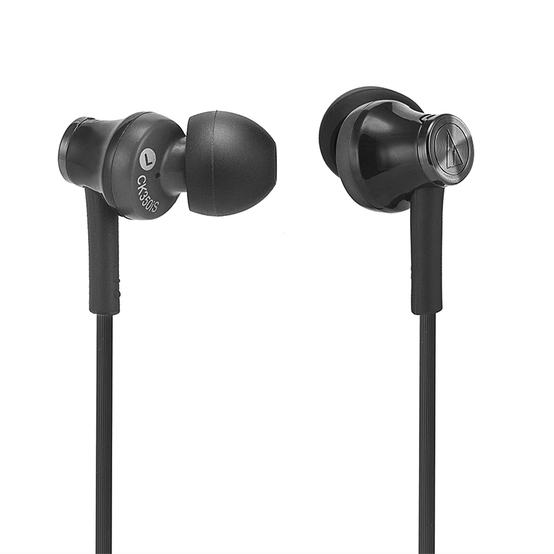 铁三角（Audio-technica） CK350iS 立体声运动入耳式耳机 游戏耳麦 手机通话 黑色 升级款