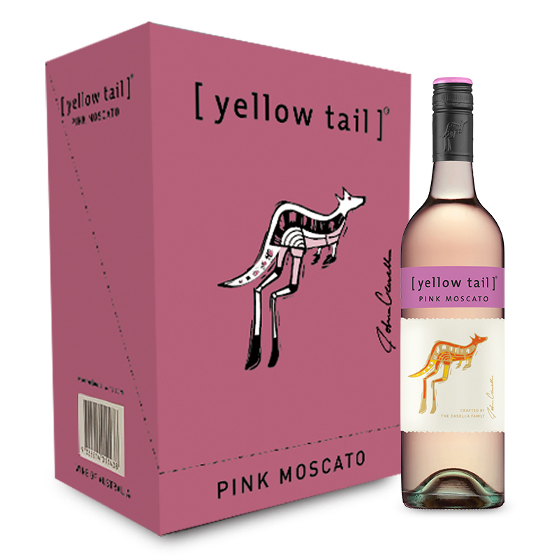 黄尾袋鼠（Yellow Tail）幕斯卡桃红葡萄酒 750ml*6瓶 整箱装 澳大利亚进口