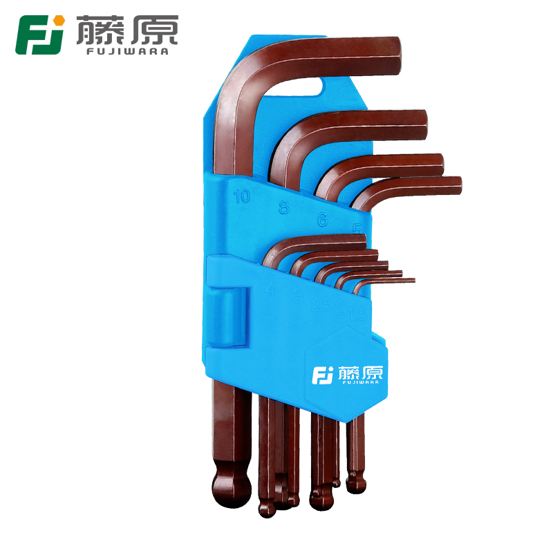 藤原(fujiwara)内六角扳手9件套加长型球头内六角扳手l型内六角螺丝刀