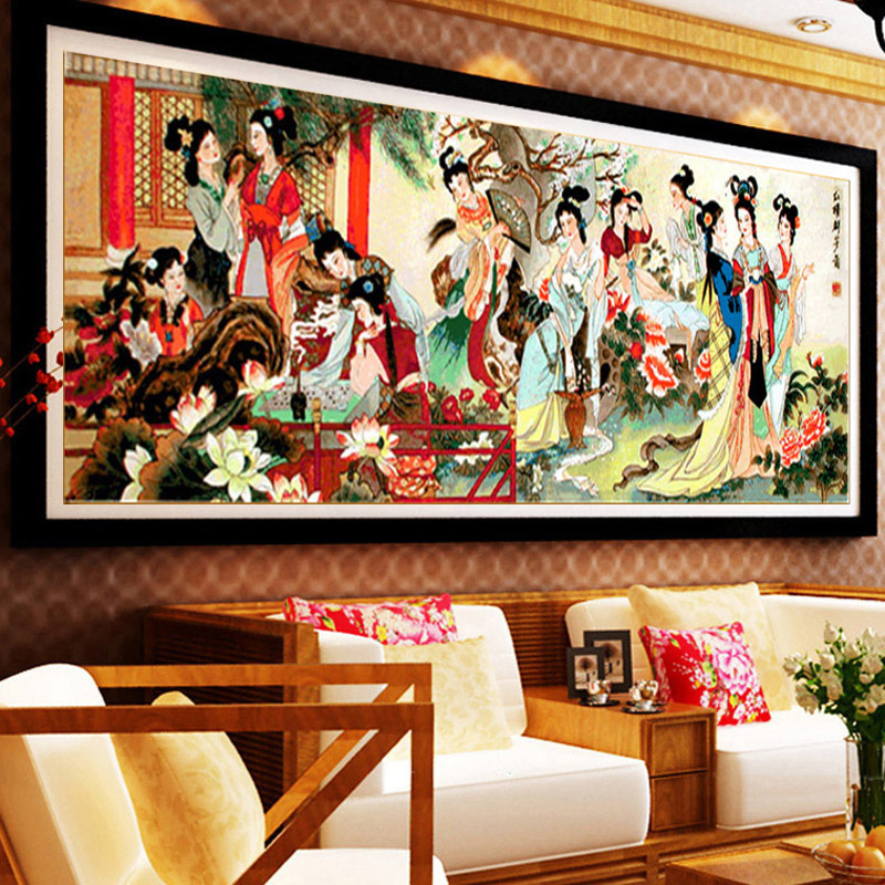 蒙娜丽莎十字绣精准印花梦红楼群芳图金陵十二钗金叉琴棋书画古典客厅