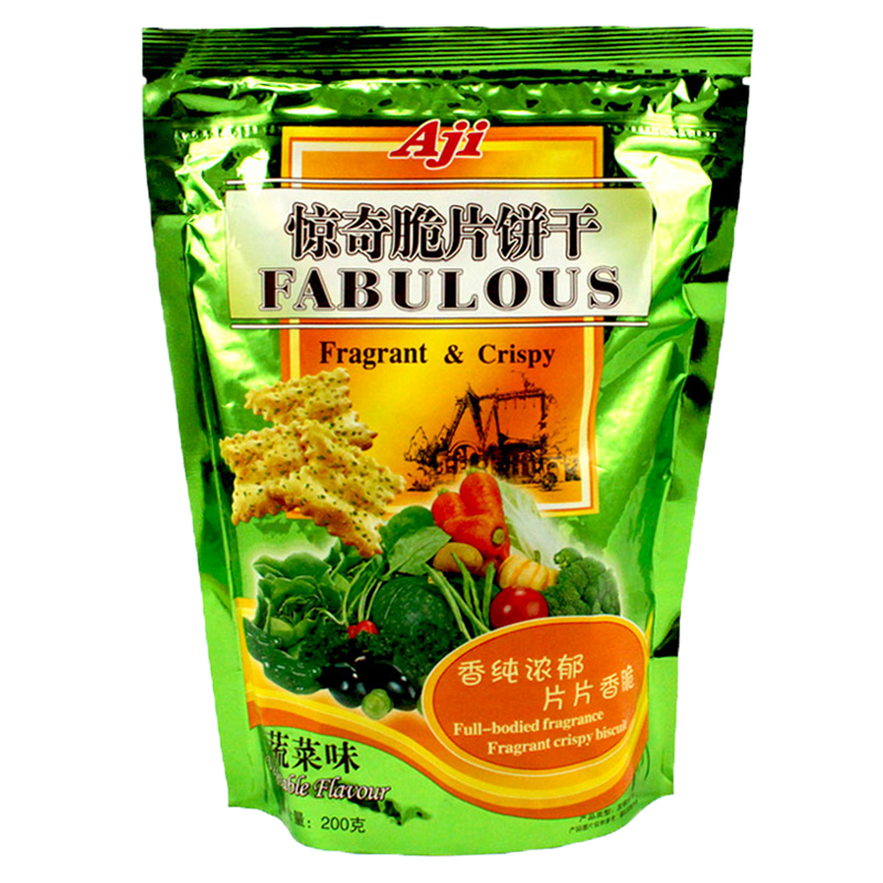Aji惊奇脆片饼干200g芝士黄油洋葱蔬菜味苏打饼干休闲咸味零食RX 蔬菜味200g*1包