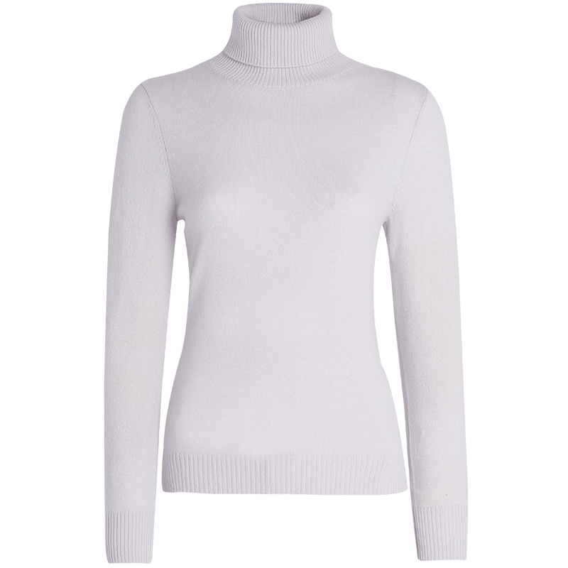 皮皮狗100%山羊絨 高領(lǐng)打底衫基礎(chǔ)新款純色針織上衣內(nèi)搭毛衣女士秋季 817淺灰色 S /095