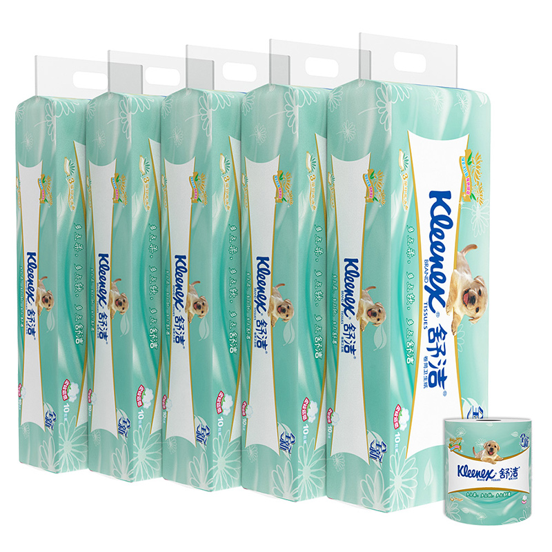 舒洁（Kleenex）卫生纸 绿茶洋甘菊印花清香3层卷纸 厕纸50粒 超值家庭装