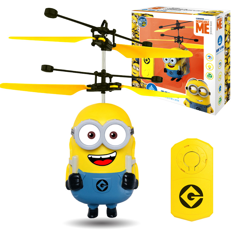 神偷奶爸【当日次日达】小黄人遥控飞机充电感应迷你飞行器直升机 小黄人遥感飞行器