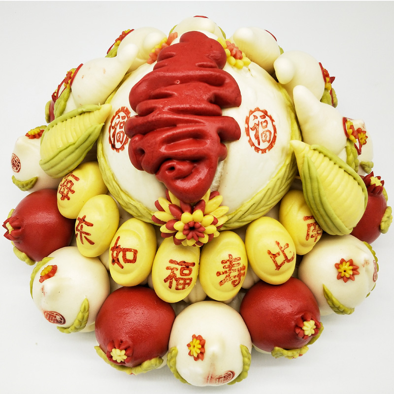 金穗朵老人祝寿过寿生日礼品山东馒头蒸寿桃胶东花馍生日饽饽3公斤