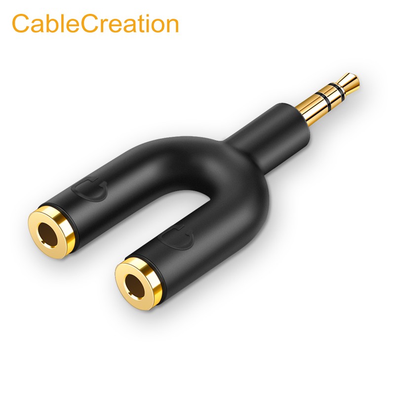 CABLE CREATION 3.5aux转换音频线一分二转接头1分2情侣耳机分线器3.5mm 黑色 单个装