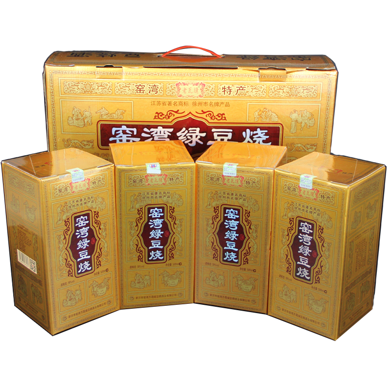 老瓦缝江苏徐州特产绿豆烧酒4瓶礼盒 39度 2000mL 4瓶 礼盒