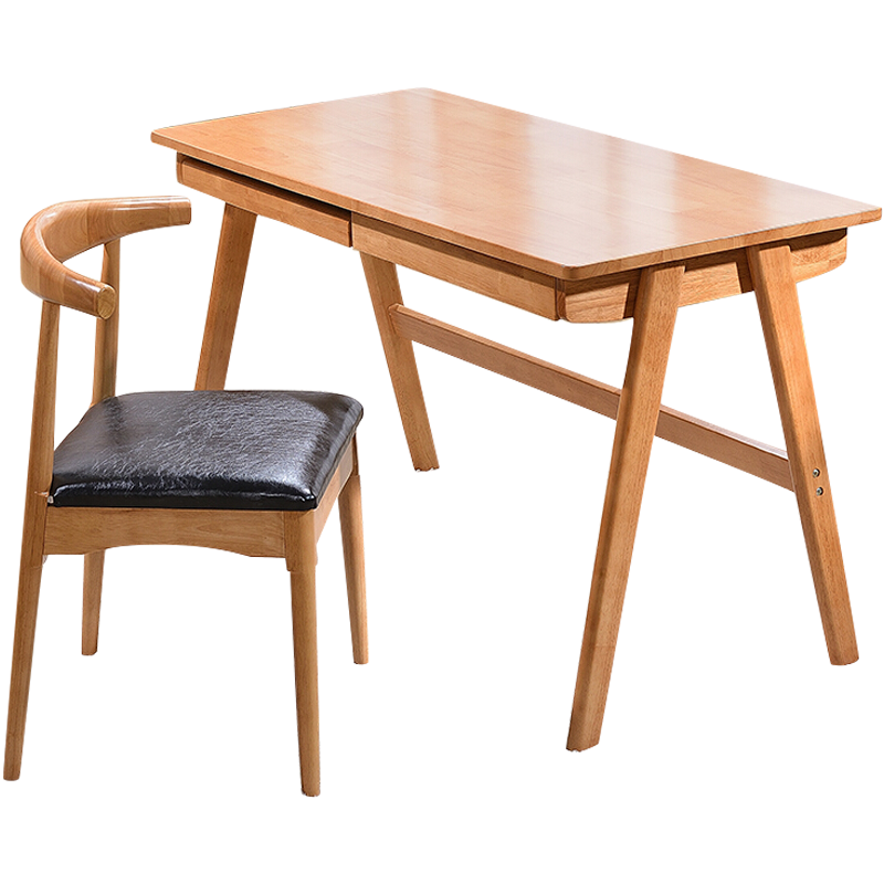 凯帝格家具 北欧实木书桌 电脑桌办公桌子 书桌椅组合 榉木色 书桌