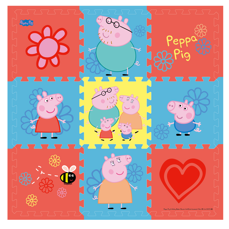 小猪佩奇（Peppa Pig）爬行垫婴儿 拼图拼接垫防滑爬行毯泡沫地垫 30*30*1cm 9片带边条红心六一儿童节礼物
