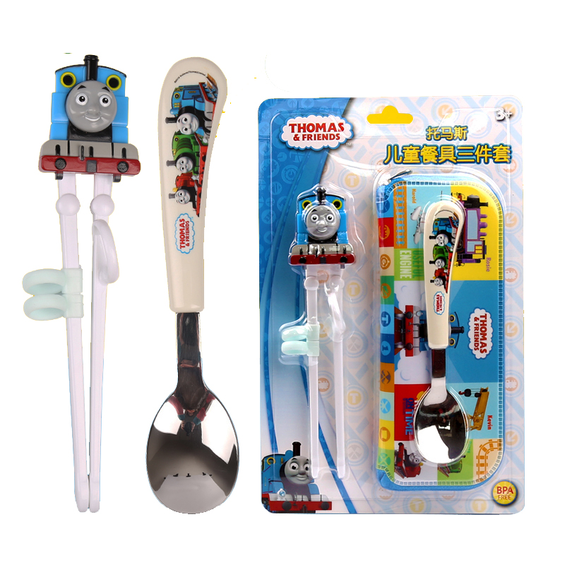 托马斯&朋友(Thomas&Friends)儿童餐具套装 3D学习筷不锈钢勺子两件套 赠收纳袋 宝宝吃饭套装 5183