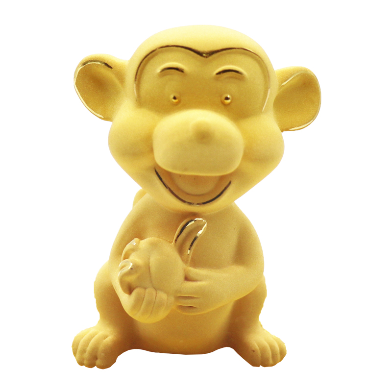 石小虎 绒沙金生肖摆件礼品十二生肖猴 车摆猴年礼品摆件 本命年吉祥