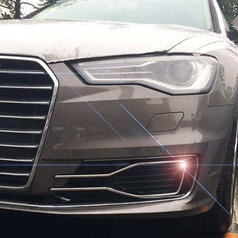 monlill 2016款奥迪新a6l雾灯饰条 c7雾灯框装饰亮条前杠饰条外饰改装