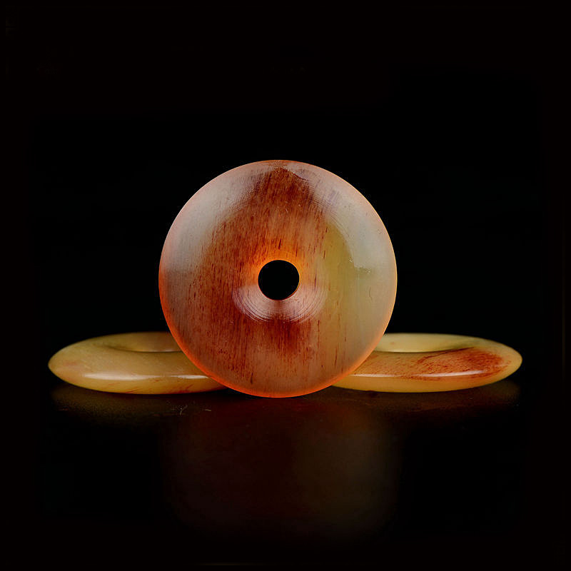 彩荷润透带血丝羊角平安扣背云吊挂坠佛珠diy星月菩提配件 直径20mm