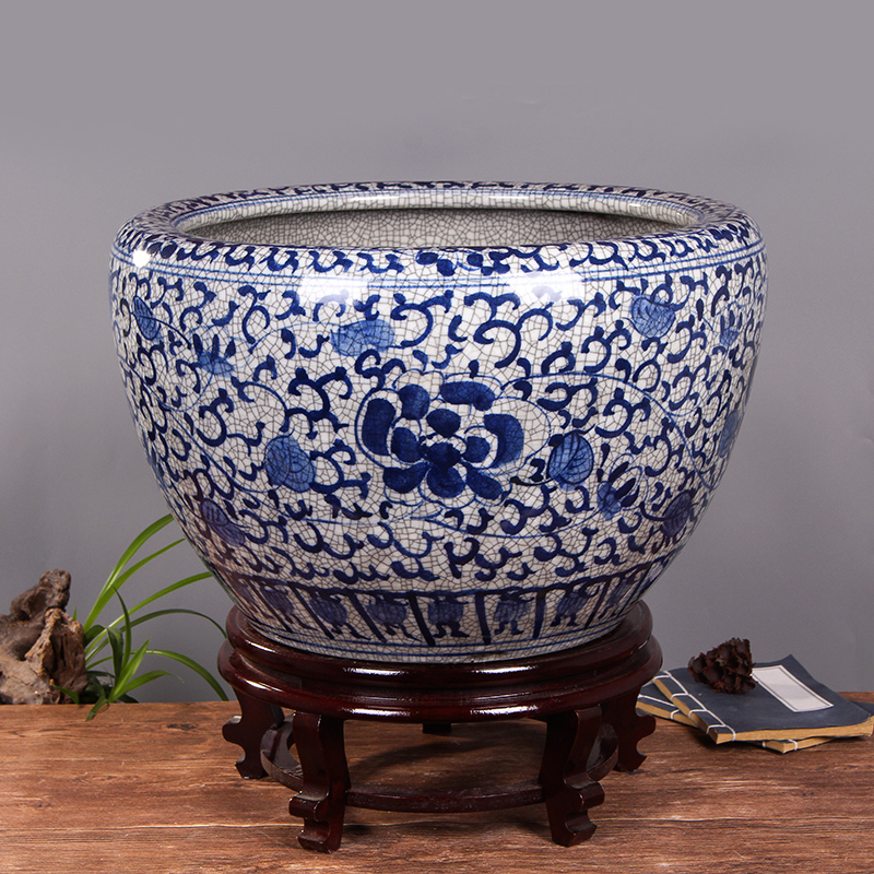 陶瓷鱼缸养金鱼缸乌龟缸睡莲盆荷花缸客厅加大号鱼缸碗莲缸 款式一