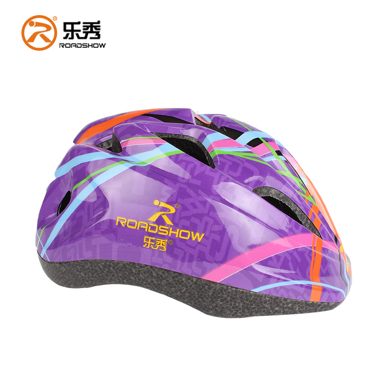 乐秀头盔儿童轮滑可调滑板车平衡车可调节骑行安全帽子k10023 紫色