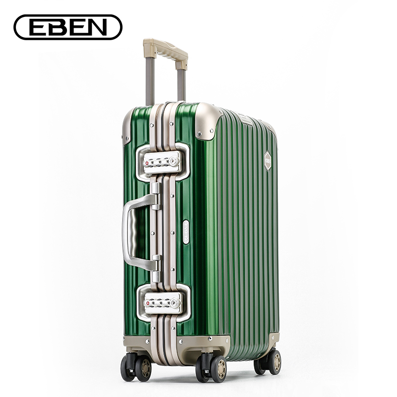 EBEN拉杆箱20英寸铝镁合金女行李箱登机箱万向轮金属硬箱旅行箱 祖母绿 20吋 标准登机箱 短途主图1