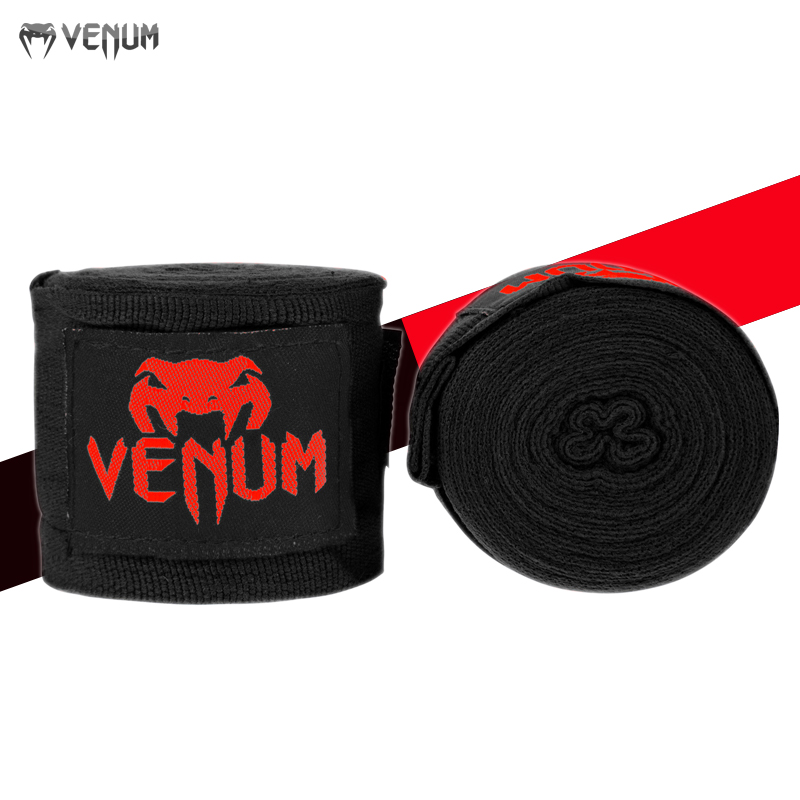 VENUM BOXING HANDWRAPS棉質(zhì)拳擊繃帶 散打繃帶拳擊綁帶散打纏手帶護(hù)腕 黑紅色 4米
