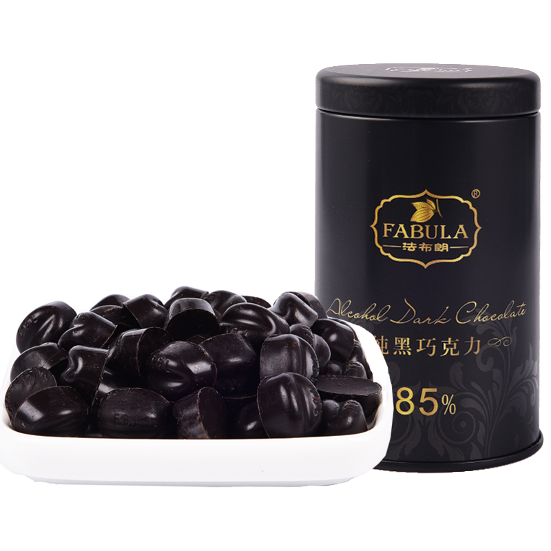 法布朗Fabula纯黑巧克力纯可可脂罐装手工零食85%可可偏苦健身代餐150g罐装生日礼物
