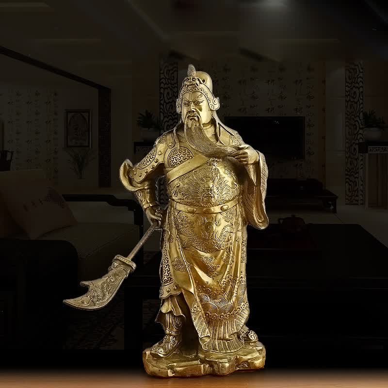 礼缘结善 纯铜关公财神铜像关帝圣君摆件佛像大刀关羽关二爷武财神