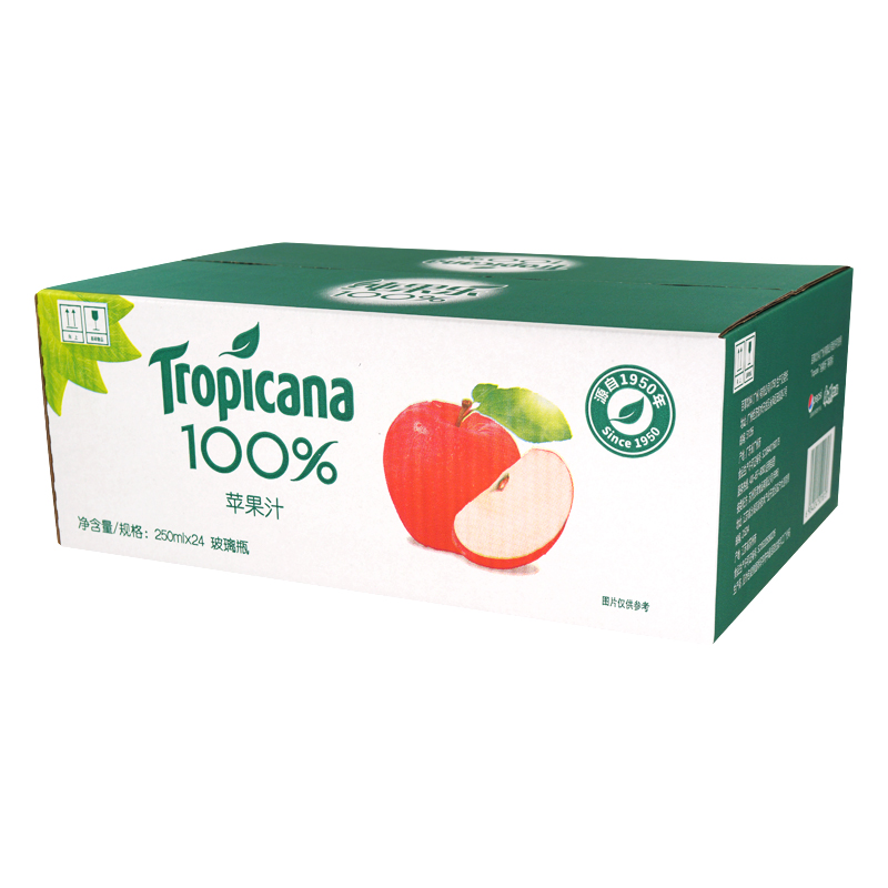 纯果乐 tropicana 苹果汁 100%果汁饮料整箱 250ml*24瓶 百事出品