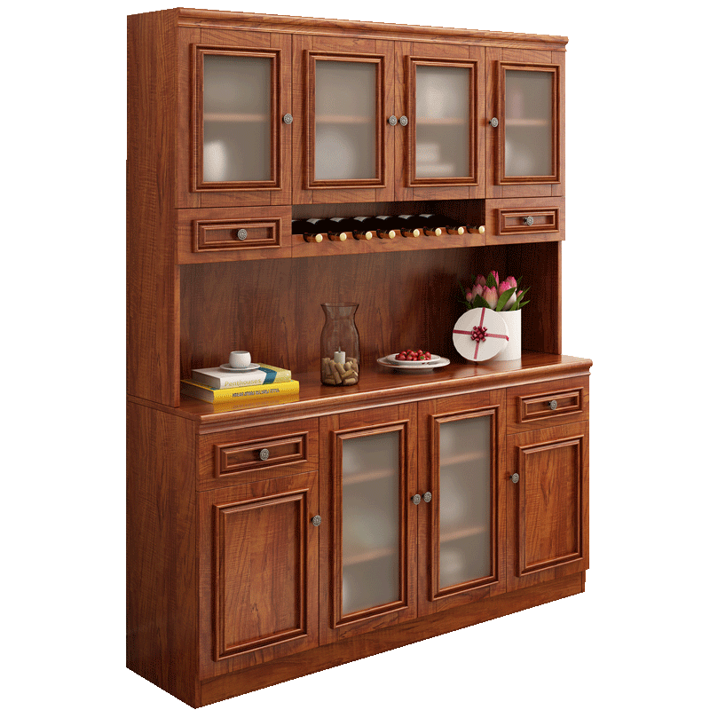 慕澜 餐边柜美式酒储物柜多功能实木色厨房柜子餐柜微波炉柜客厅茶水柜 8140组合
